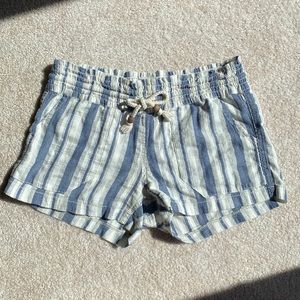 cute blue, grey, and white striped shorts for summer!